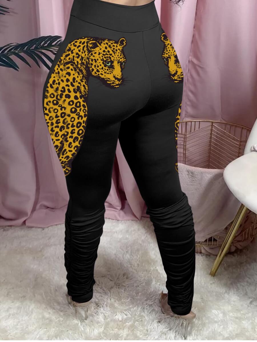

Lovely Casual Leopard Print Black Pants