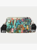 LW Chic Graffiti Print Beige Crossbody Bags
