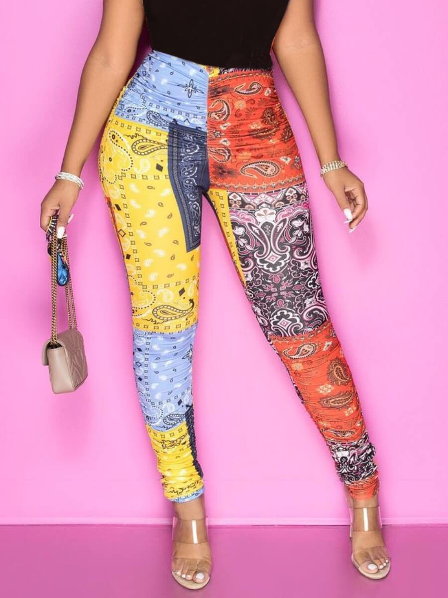 

Lovely Casual Print Patchwork Multicolor Pants, Multi