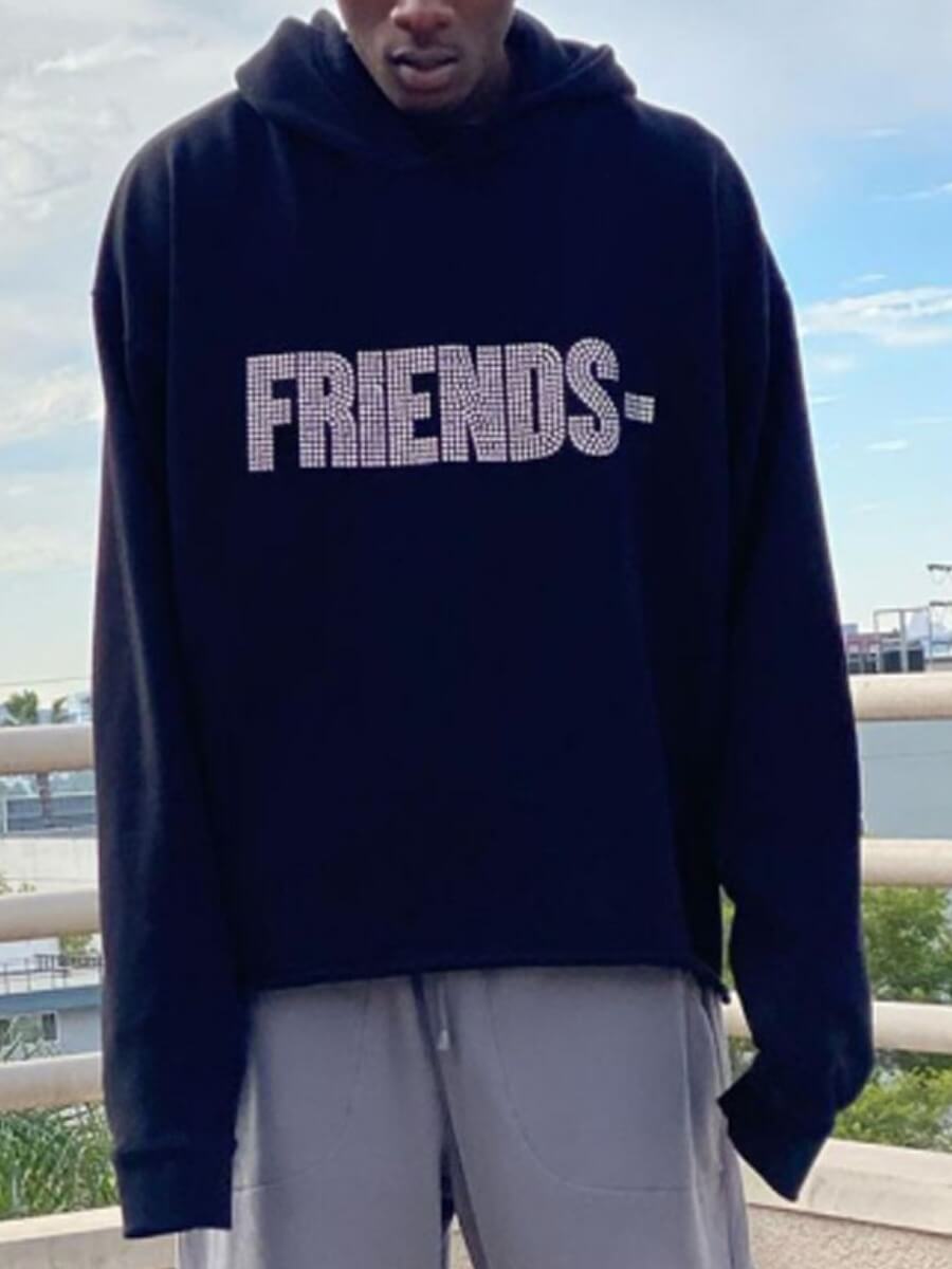 

Lovely Sportswear Hooded Collar Letter Print Navy Blue Men Hoodie