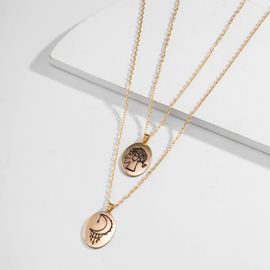 

Lovely Stylish 2-piece Gold Necklace
