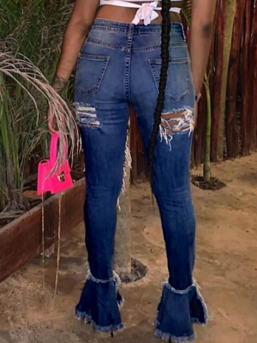 

Lovely Street Broken Holes Baby Blue Jeans