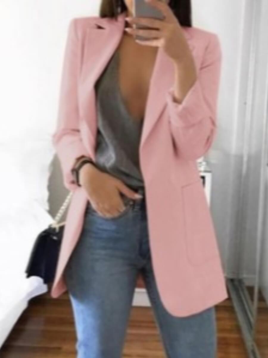 

Lovely Casual Turndown Collar Pink Blazer