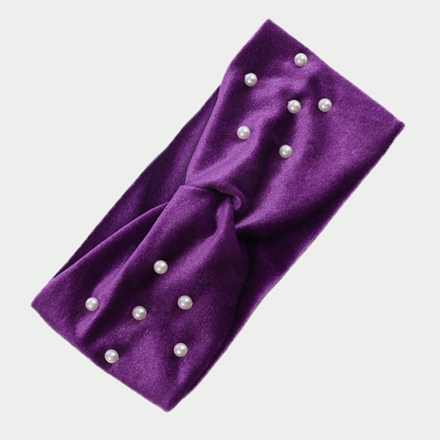 

Lovely Casual Pearl Decorative Purple Headbund