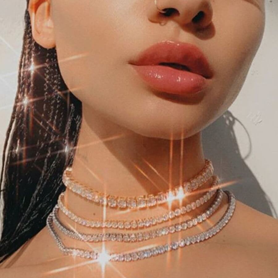 

Lovely Chic Rhinestone Decorative Silver Necklace