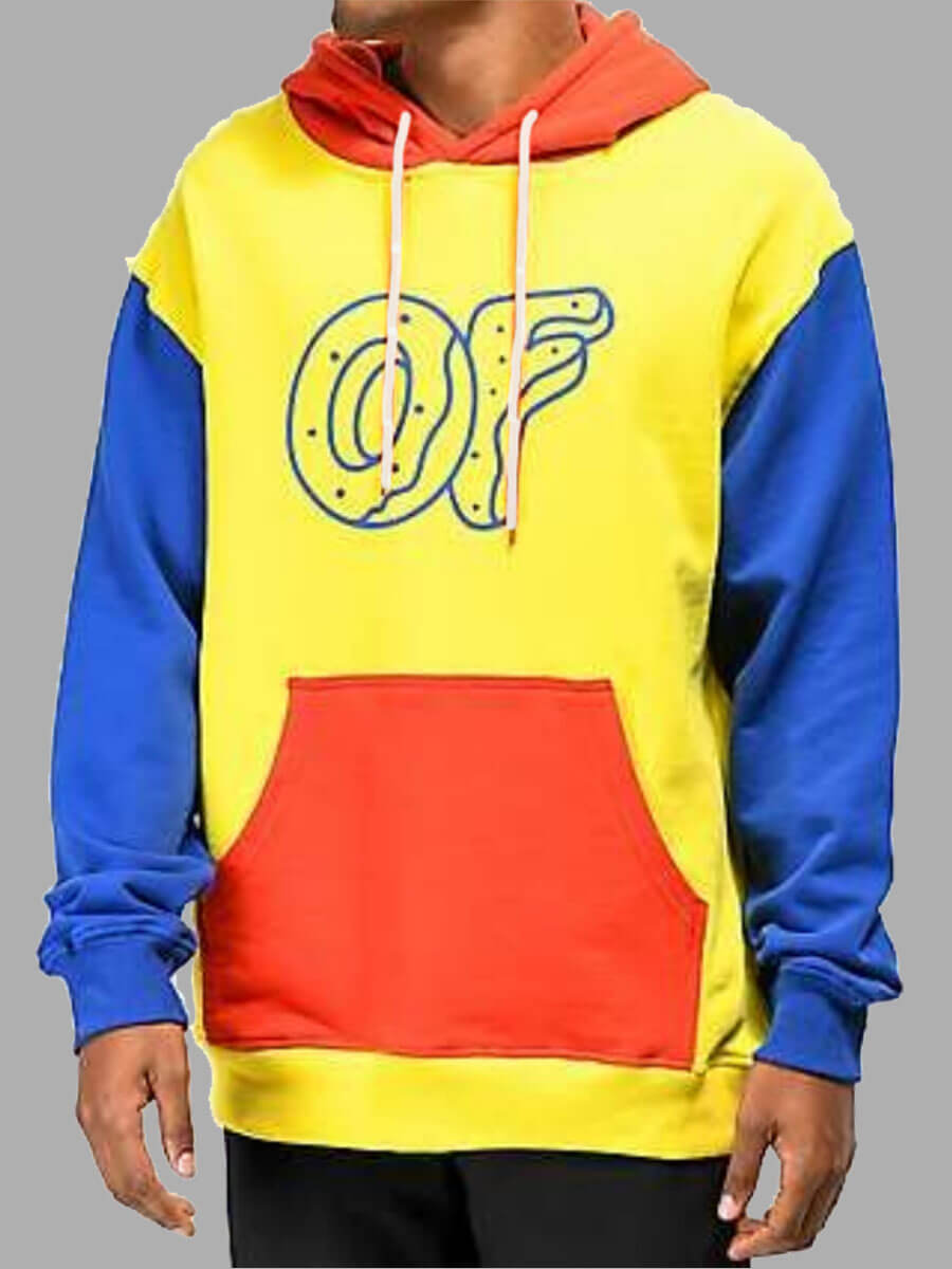 

Lovely Casual Letter Print Color-lump Patchwork Yellow Men Hoodie