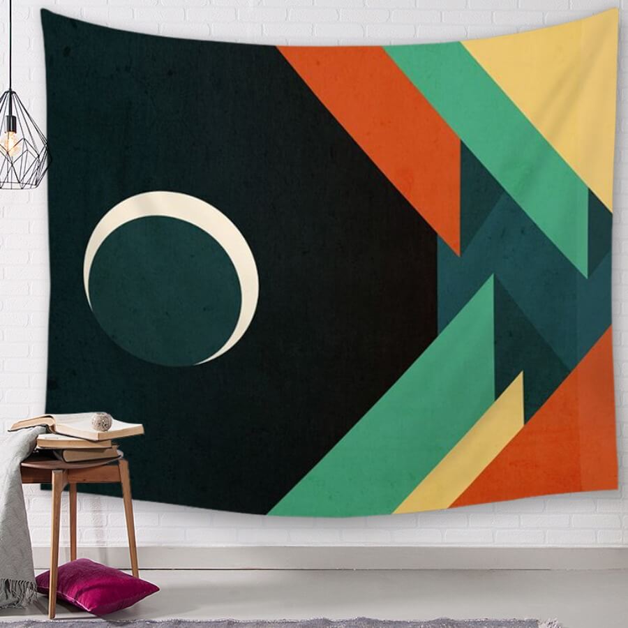 

Lovely Moon Print Patchwork Multicolor Wall Cloth, Multi
