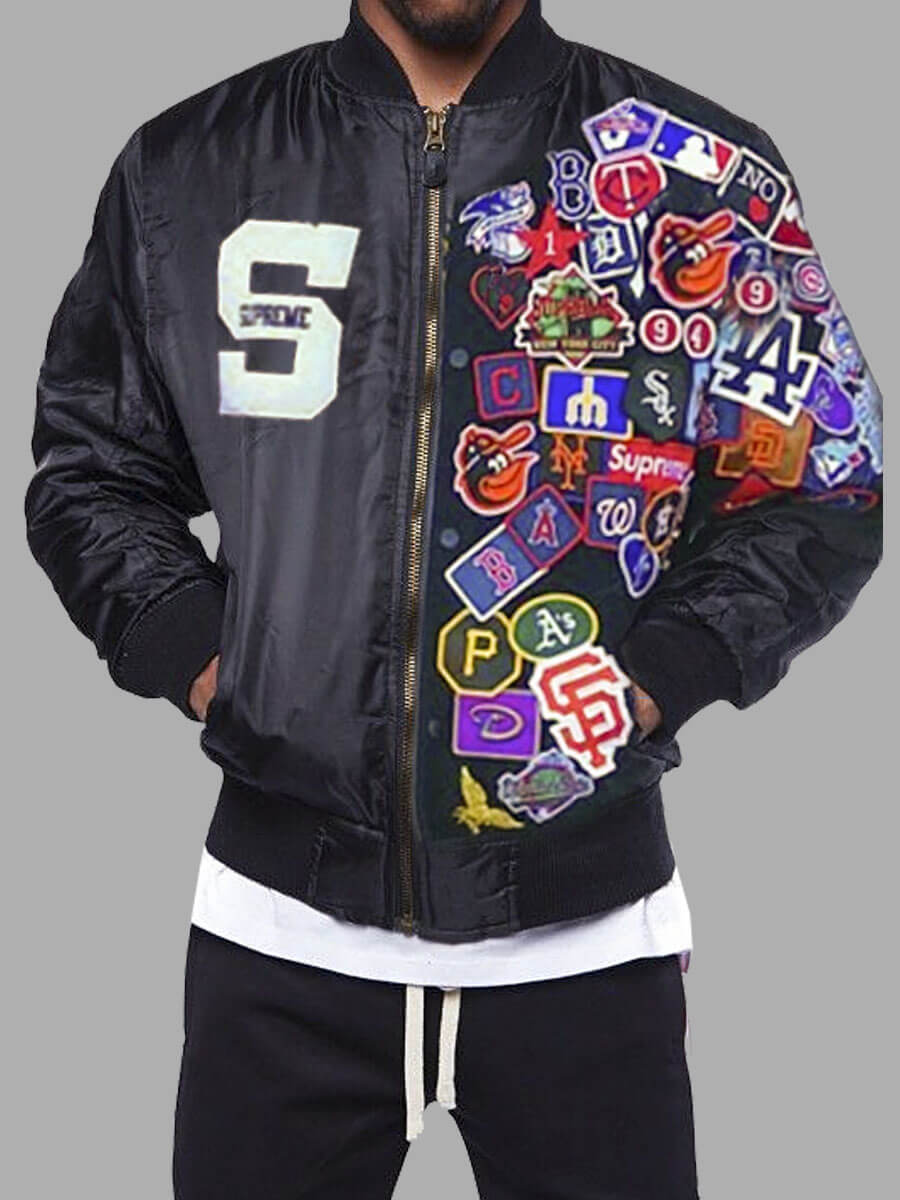 

Lovely Street Letter Print Patchwork Black Men Jacket