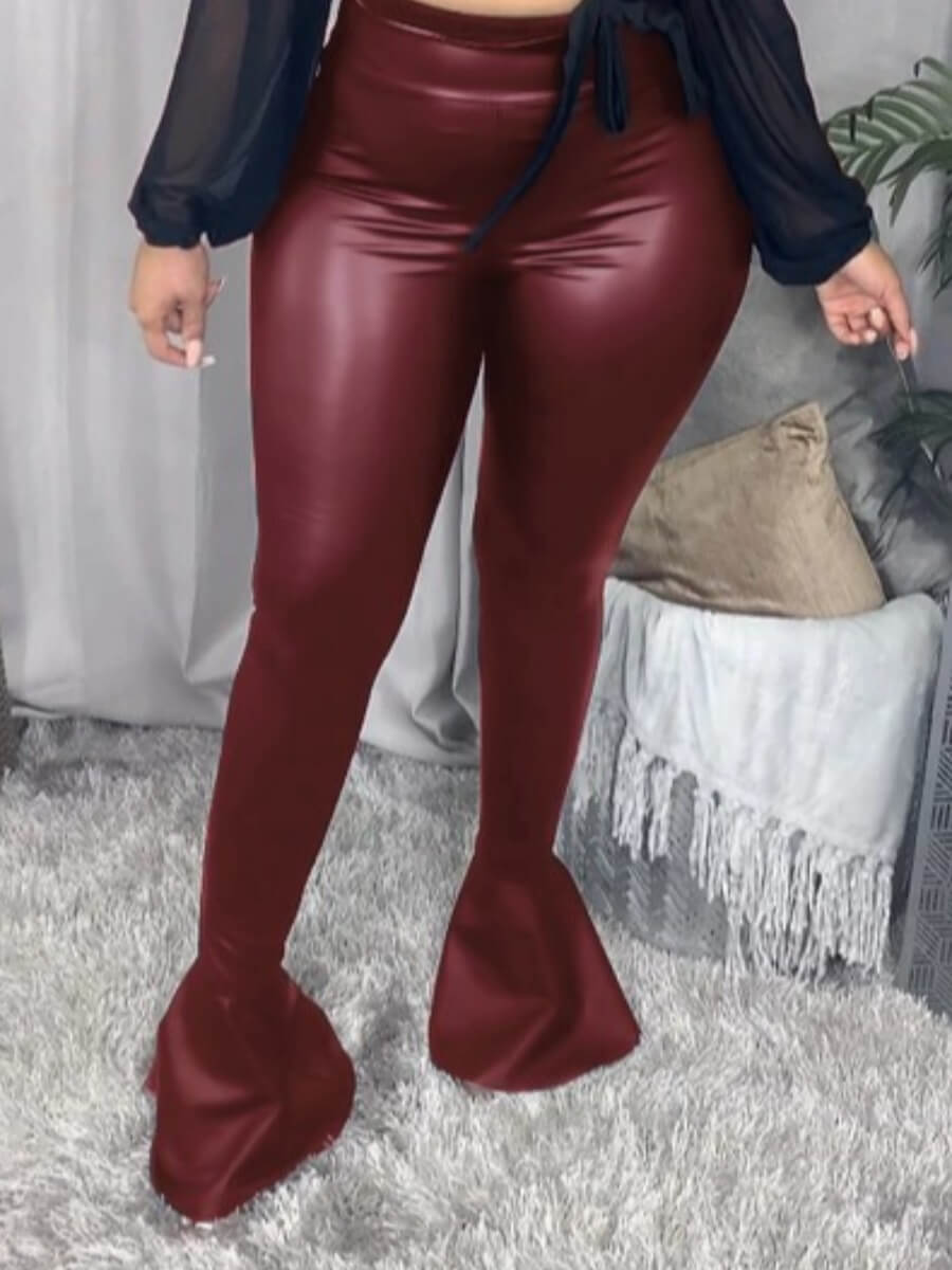 

Lovely Street Flare Design Basic Skinny Wine Red Pants