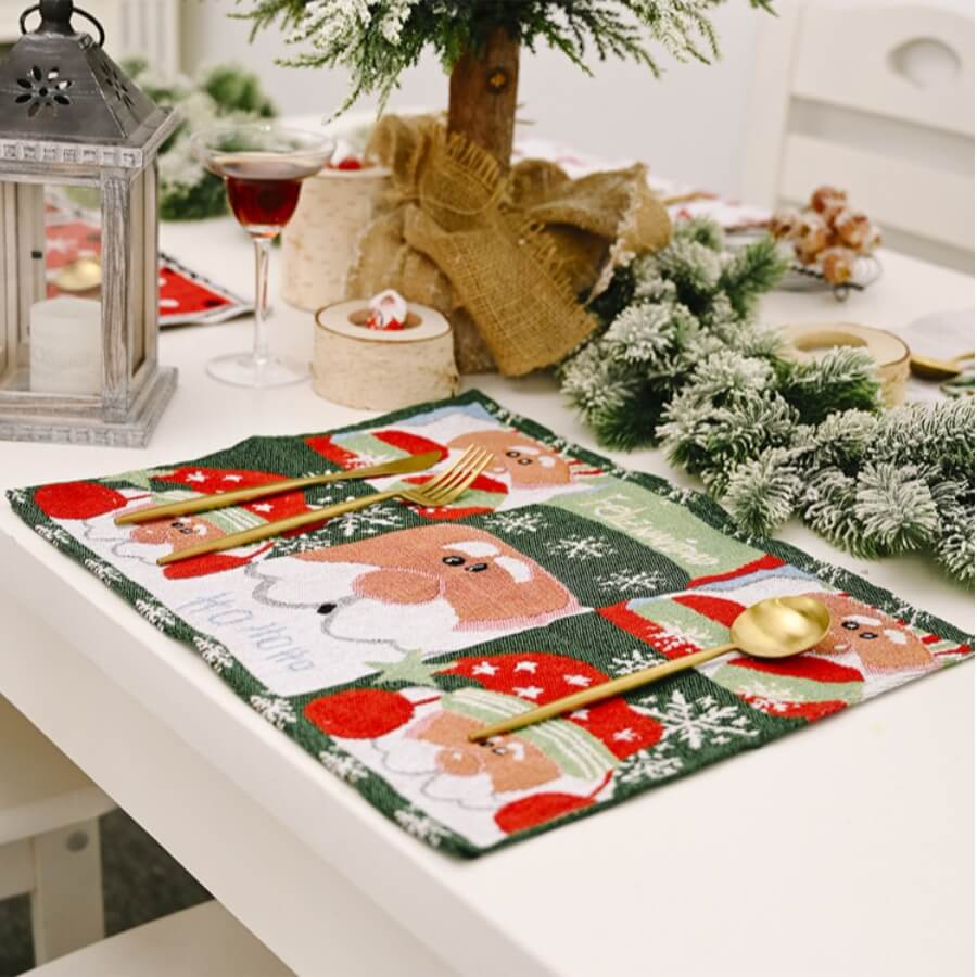 

Lovely Christmas Day Print Patchwork Red Table Linens