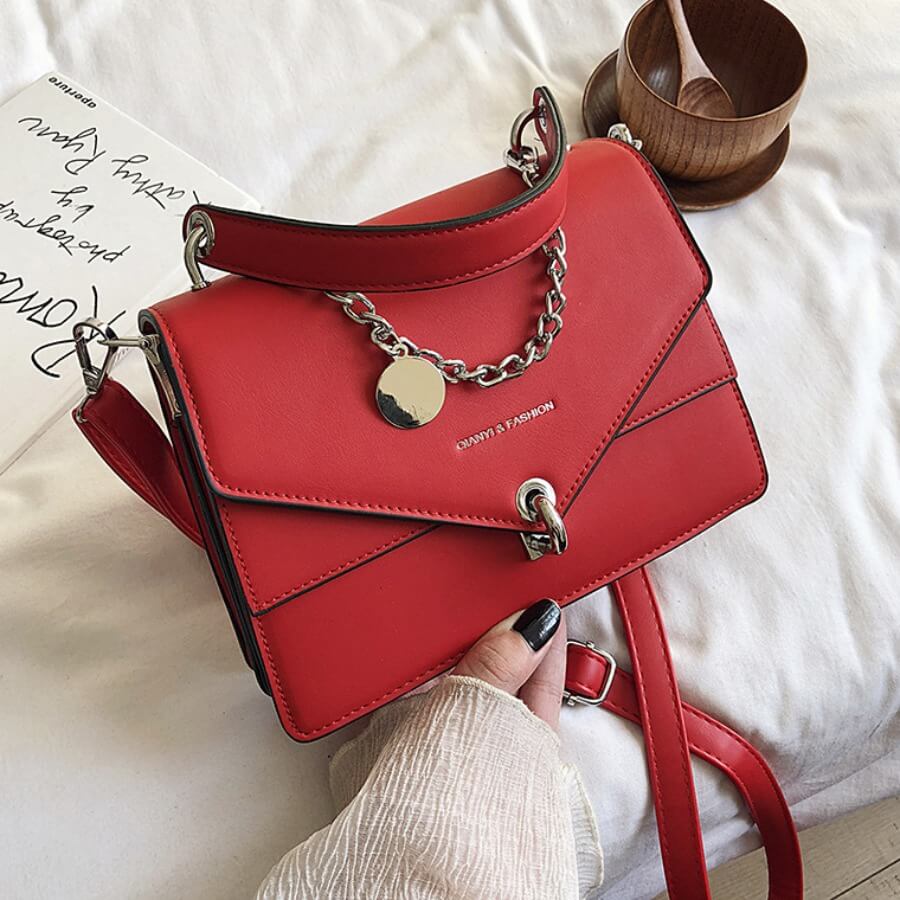 

Lovely Casual Metal Accessories Decoration Red Crossbody Bag