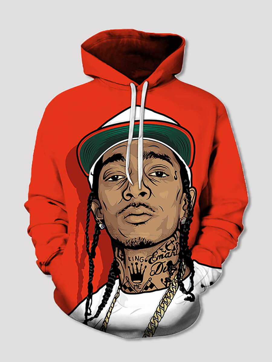

Lovely Street Portrait Print Patchwork Orange Boy Hoodie