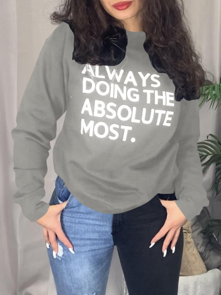 

Lovely Casual O Neck Letter Print Grey Hoodie