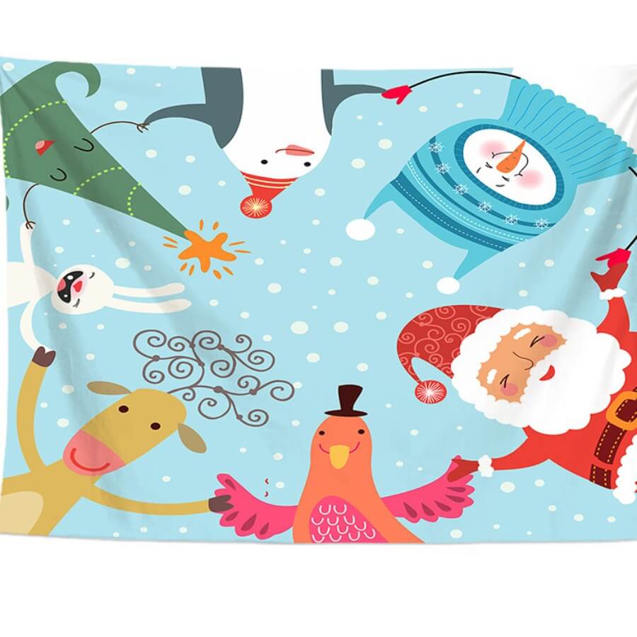 

Lovely Christmas Day Cartoon Print Patchwork Multicolor Wall Cloth, Multi