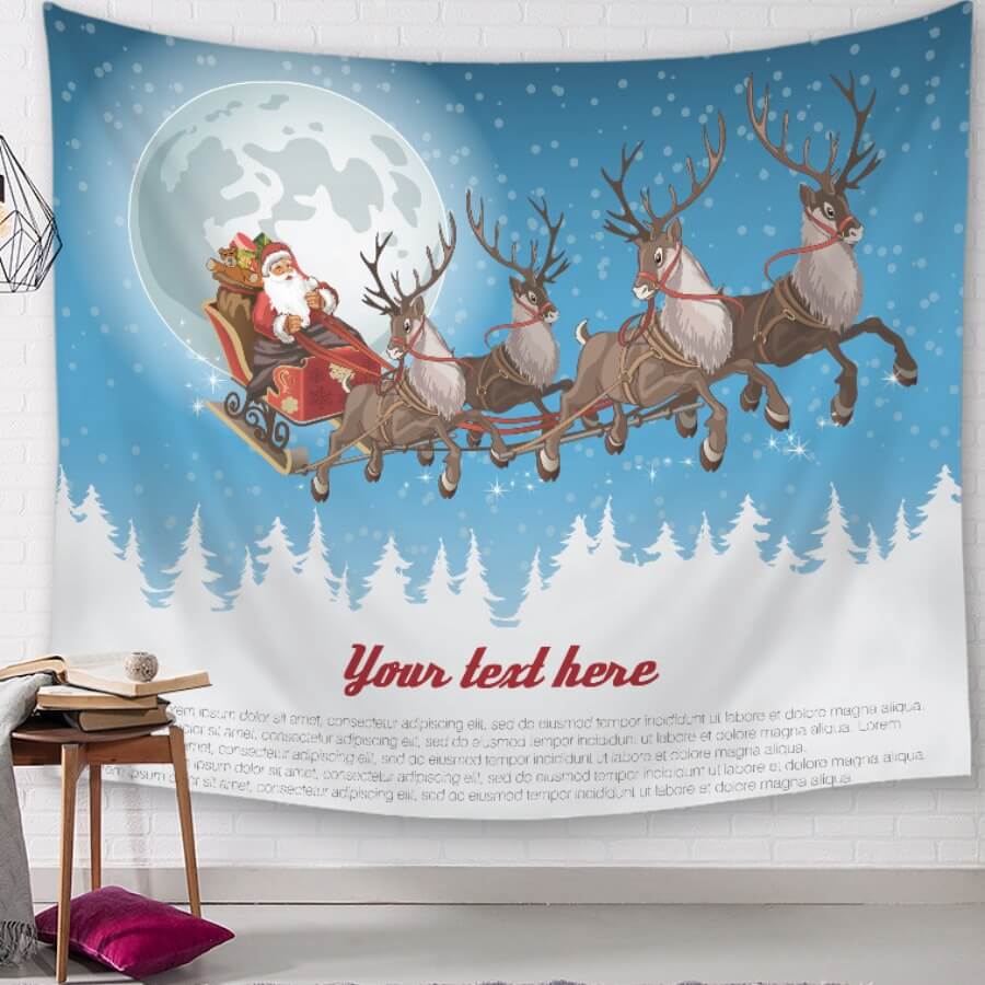 

Lovely Christmas Day Letter Print Blue Wall Cloth