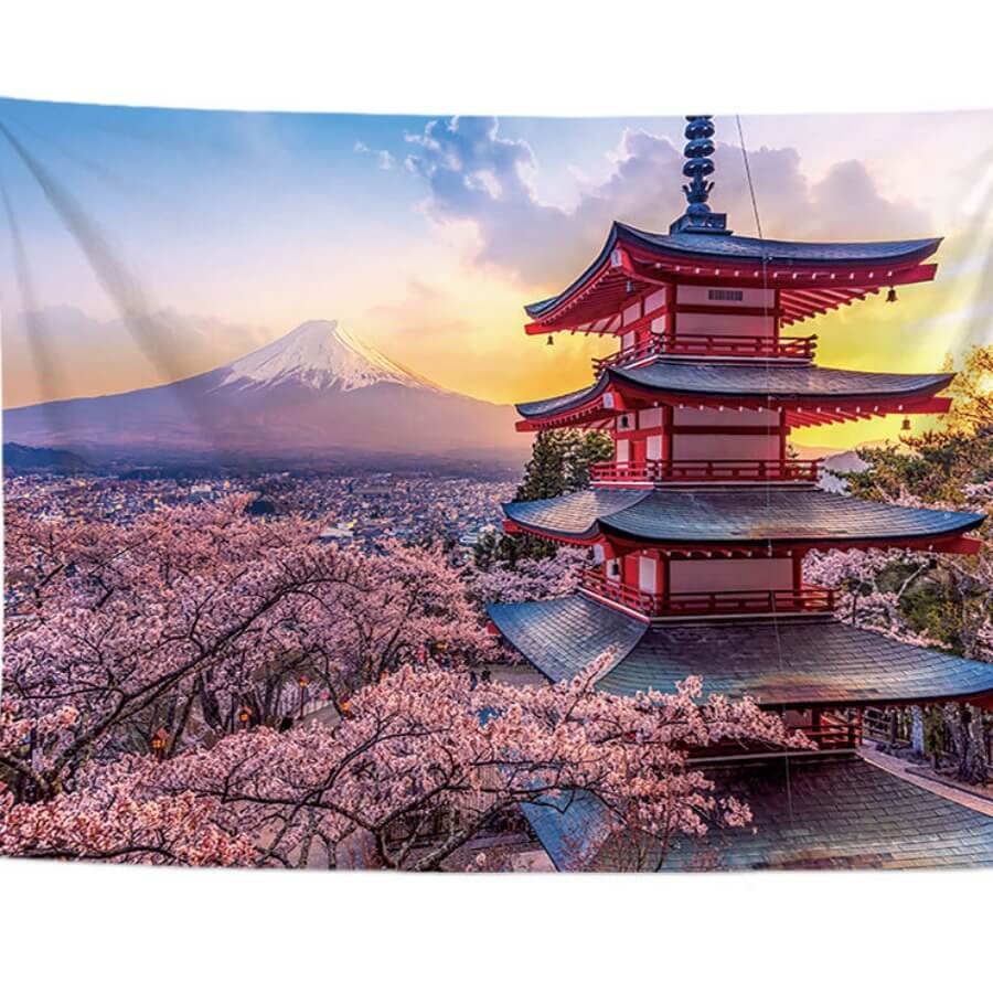 

Lovely Landscape Print Patchwork Pink Wall Cloth