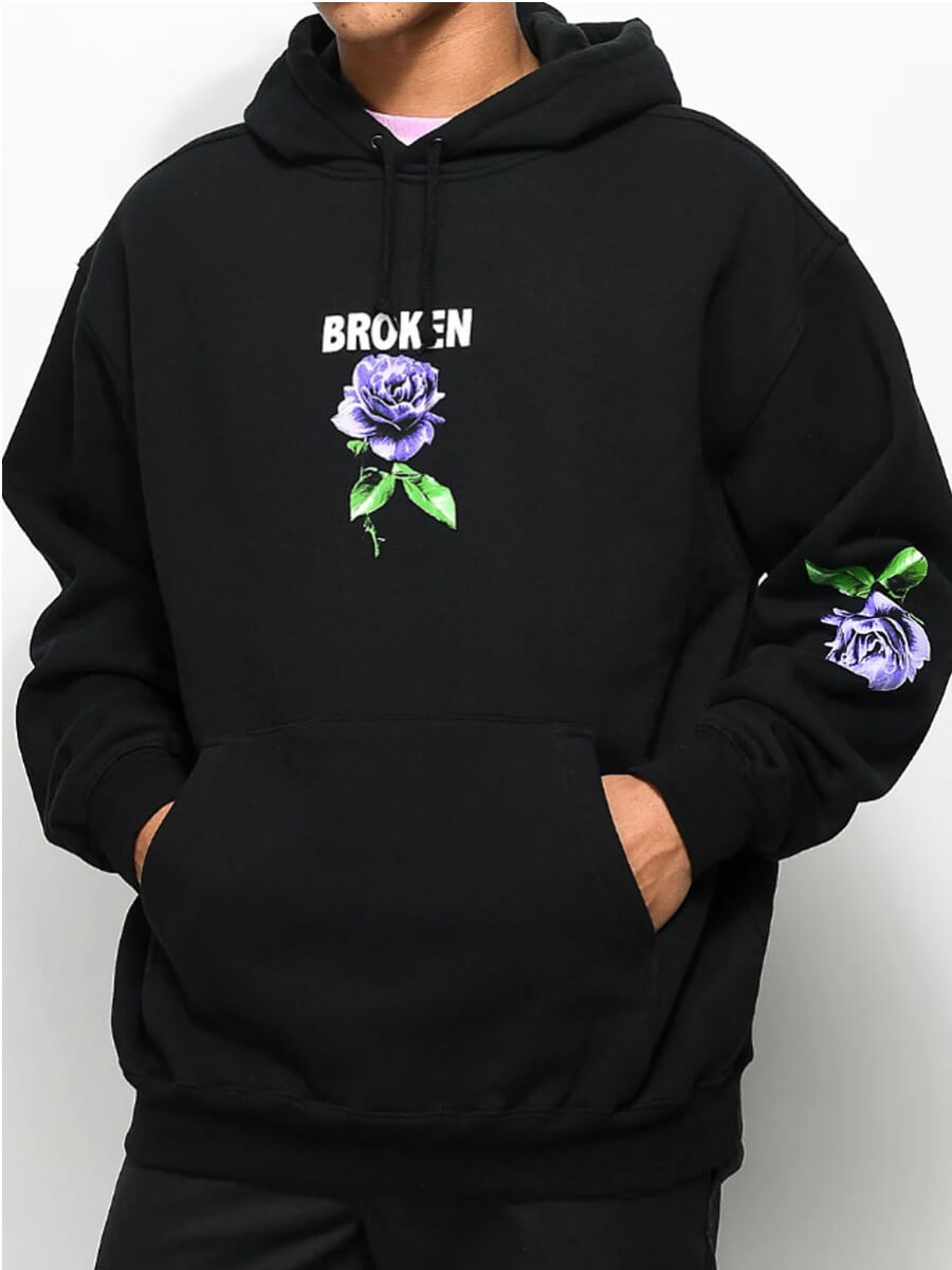 

Lovely Casual Hooded Collar Floral Print Black Men Hoodie