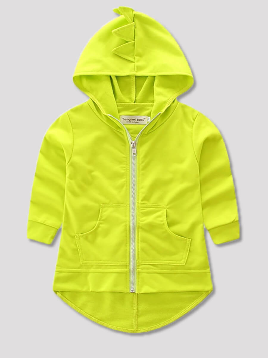 

Lovely Casual Hooded Collar Zipper Design Green Boy Coat