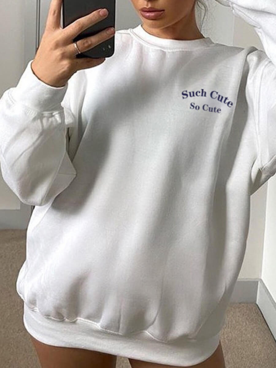 

Lovely Casual O Neck Letter Print White Hoodie