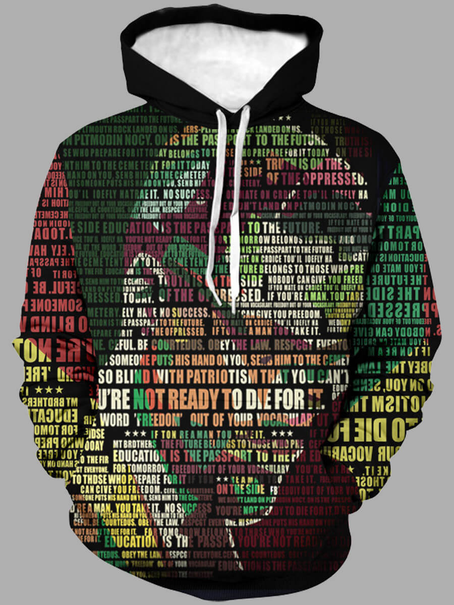 

Lovely Street Letter Print Patchwork Black Men Hoodie