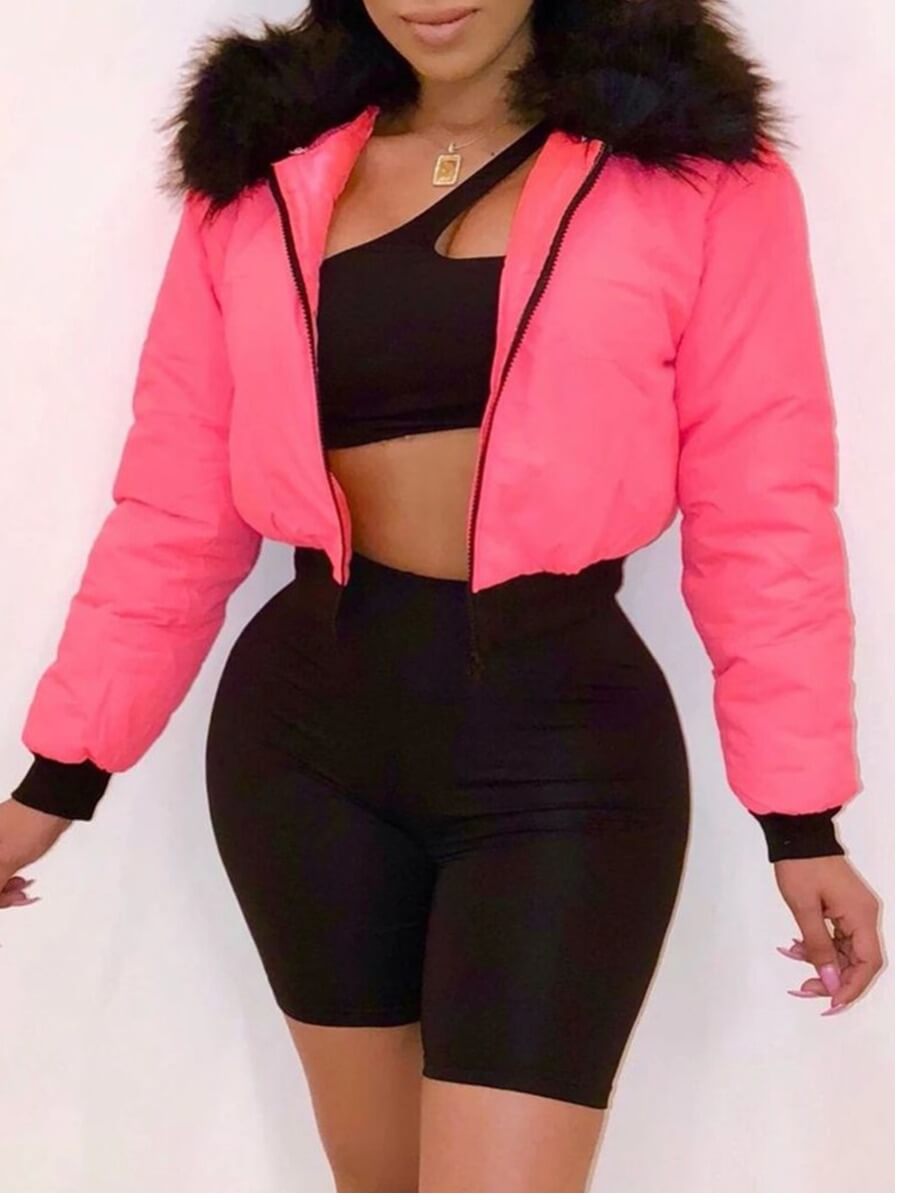 

Lovely Trendy Lace Patchwork Rose Red Parka