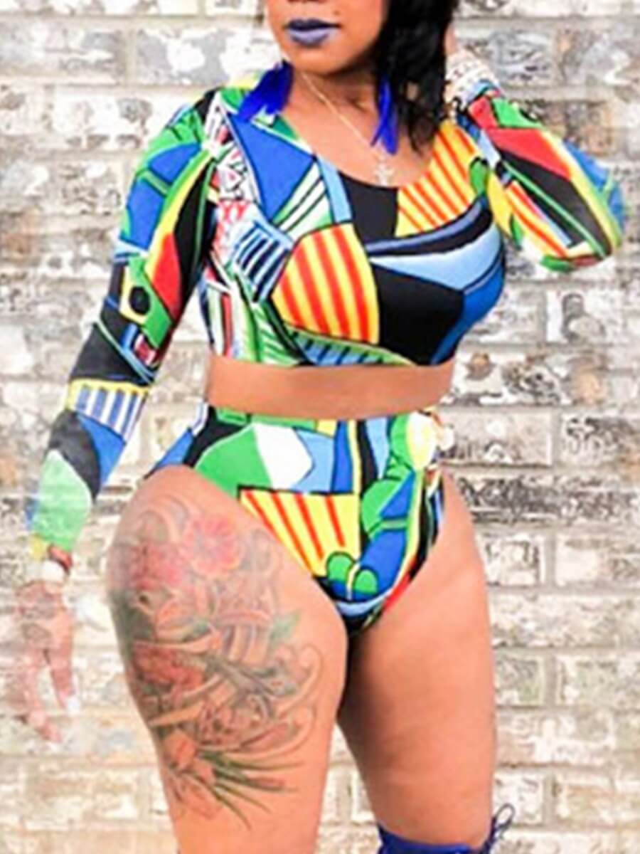 

Lovely Sexy Color-lump Patchwork Green Two-piece Swimsuit