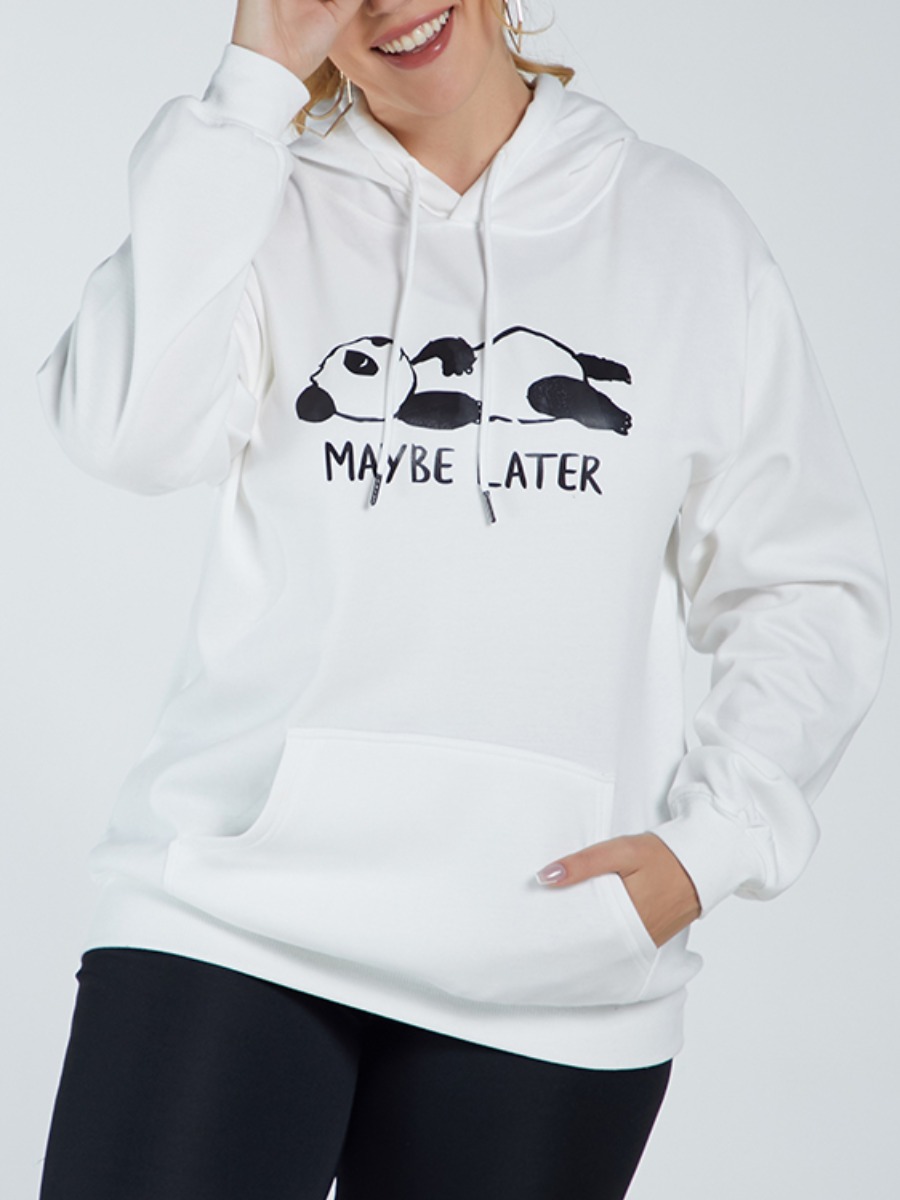 

Lovely Casual Hooded Collar Cartoon Print Black Hoodie