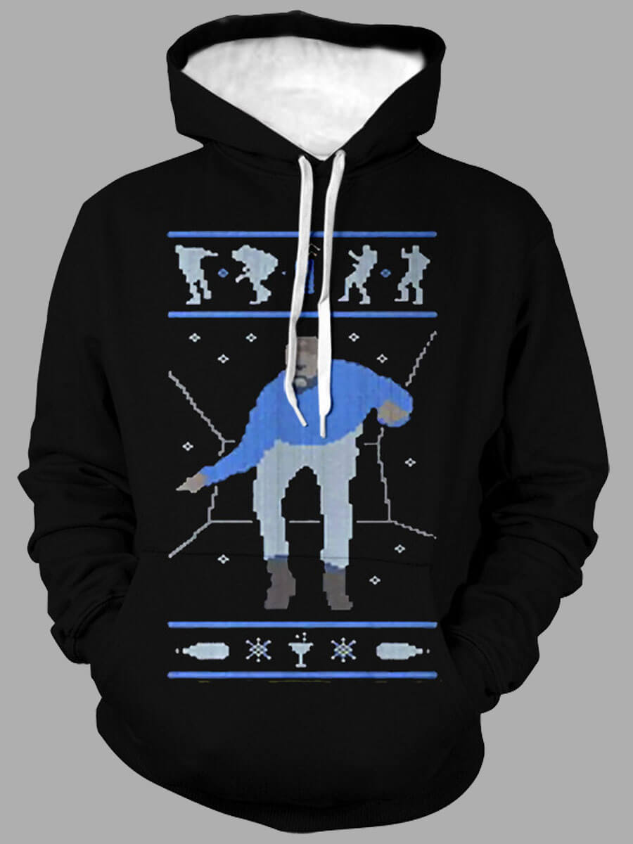 

Lovely Casual Hooded Collar Print Black Hoodie
