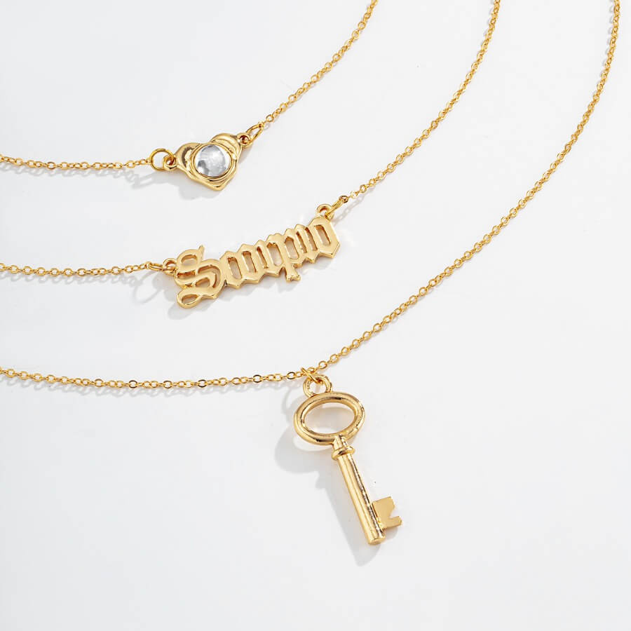 

Lovely Letter Hollow-out Gold Necklace