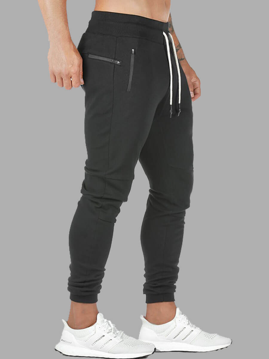 

Lovely Sportswear Drawstring Pocket Design Black Men Pants