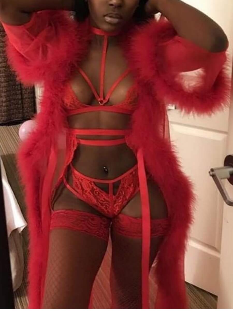 

Lovely Sexy See-through Lace Patchwork Red Babydoll
