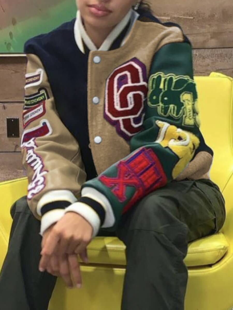 

Lovely Street Letter Print Patchwork Khaki Jacket