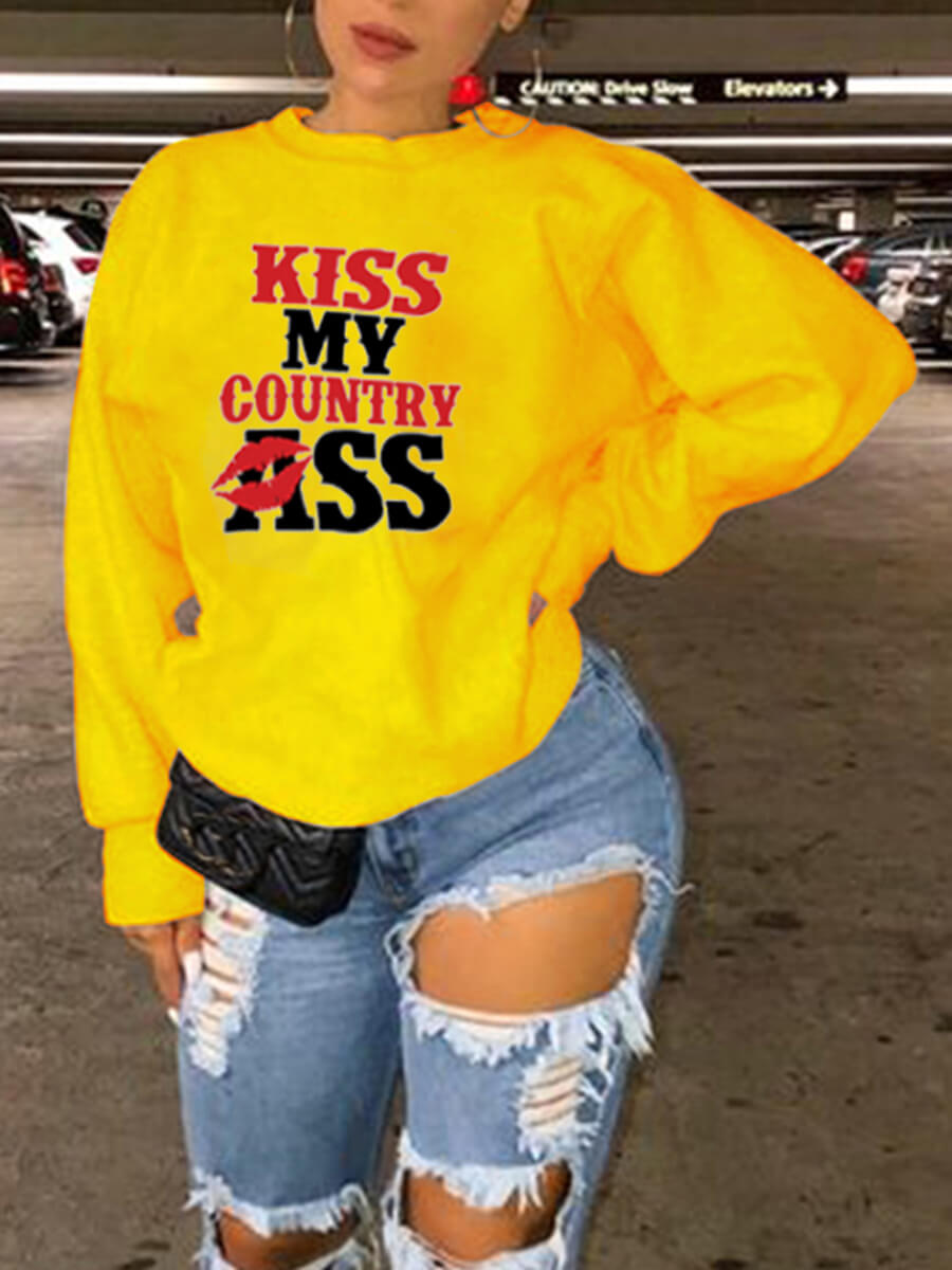 

Lovely Street Letter Print Patchwork Yellow Hoodie