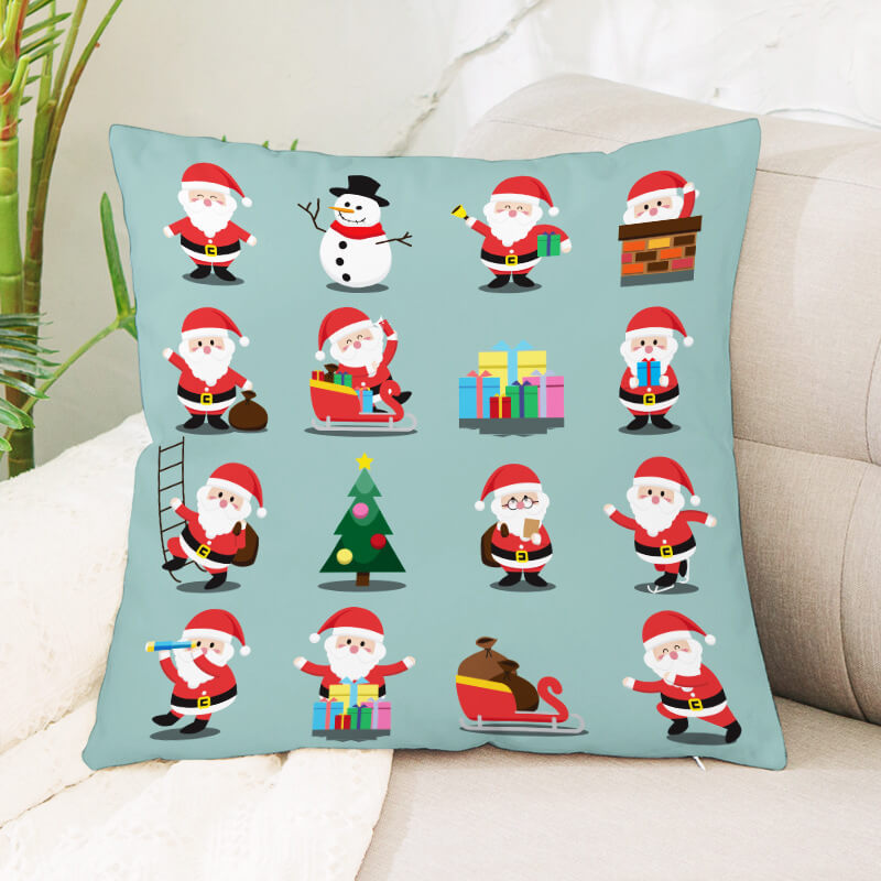 

Lovely Christmas Day Print Blue Decorative Pillow Case