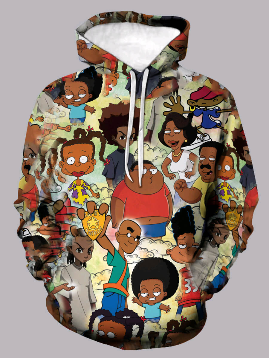 

Lovely Street Hooded Collar Cartoon Print Multicolor Boy Hoodie, Multi