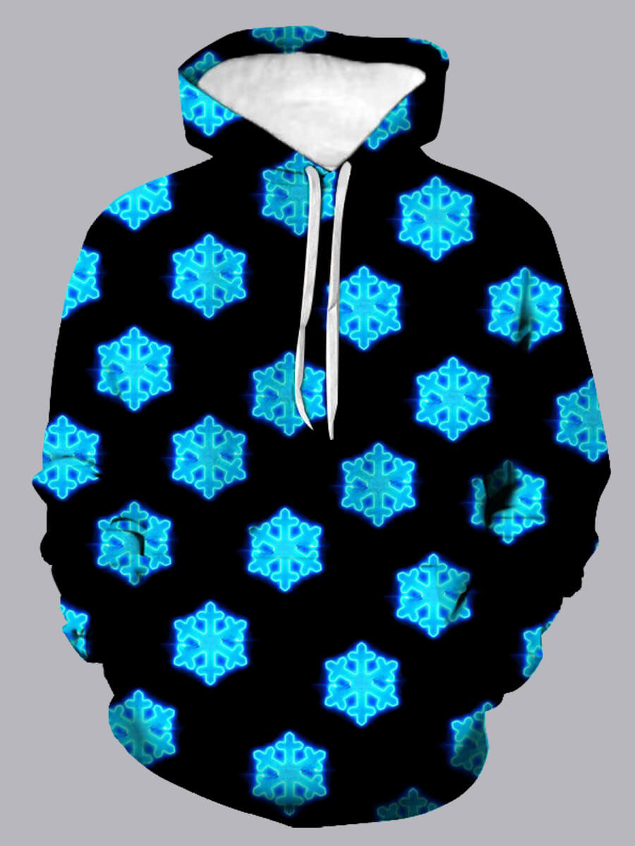 

Lovely Casual Hooded Collar Snowflakes Print Black Men Hoodie