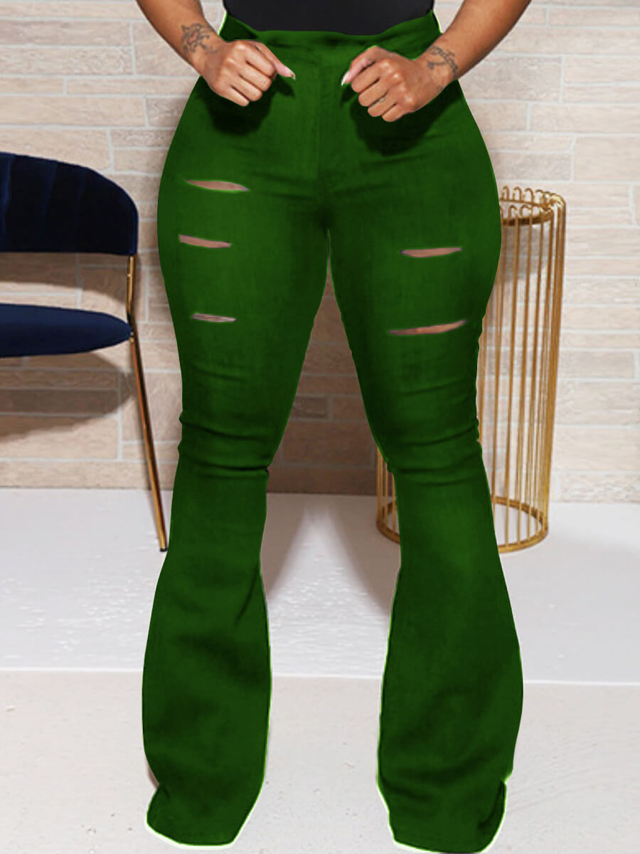 LW Plus Size Ripped Flared Pants