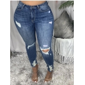 LW Plus Size Ripped Skinny Deep Blue Jeans