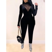 Lovely Sexy Turtleneck See-through Black One-piece