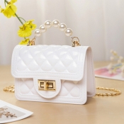 LW Trendy Chain Strap White Crossbody Bags