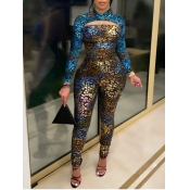 Lovely Trendy Print Skinny Gold One-piece Jumpsuit