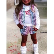 Lovely Girl Stylish O Neck Patchwork Sequined Whit