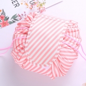 Lovely Stylish Striped Pink Makeup Bag
