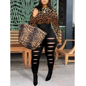 LW Leopard Print Ripped Jumpsuit