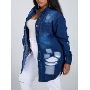 LW Plus Size Street Turndown Collar Broken Holes D