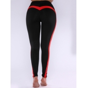 Lovely Sportswear Patchwork Skinny Red Pants