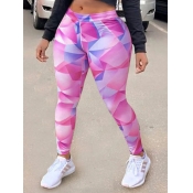Lovely Casual Geometric Print Rose Red Pants