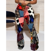 Lovely Casual Flared Print Patchwork Multicolor Pa
