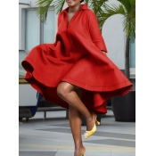 Lovely Casual Turndown Collar Loose Asymmetrical R