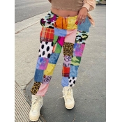 Lovely Casual Elastic Waist Print Patchwork Multic